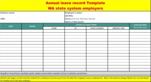 Annual Leave Record Report Template - Free Report Templates